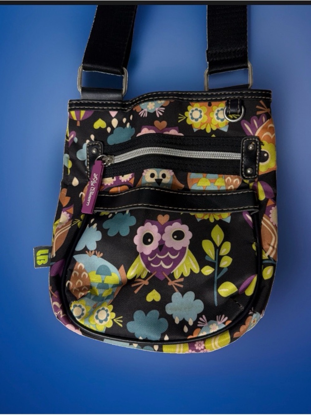 Lily Bloom Floral  Owl Crossbody Bag in Black by Skip Hop